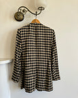 Vintage 90s Black and Caramel Gingham Collarless Blazer