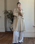 Vintage 60s Wool and Mohair Creme Check Coat