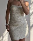 Vintage 90s Ribbon Crochet Embroidered Mini Dress