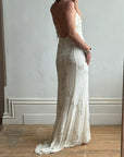 Vintage 90s Pure Silk Slip Embellished Gown