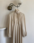 Vintage 70s Jersey High Neck Maxi Dress Creme