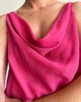 Vintage 90s Cowl Neck Slip Dress Fuschia