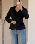 Vintage 90s Velvet Cloverleaf Blazer Noir