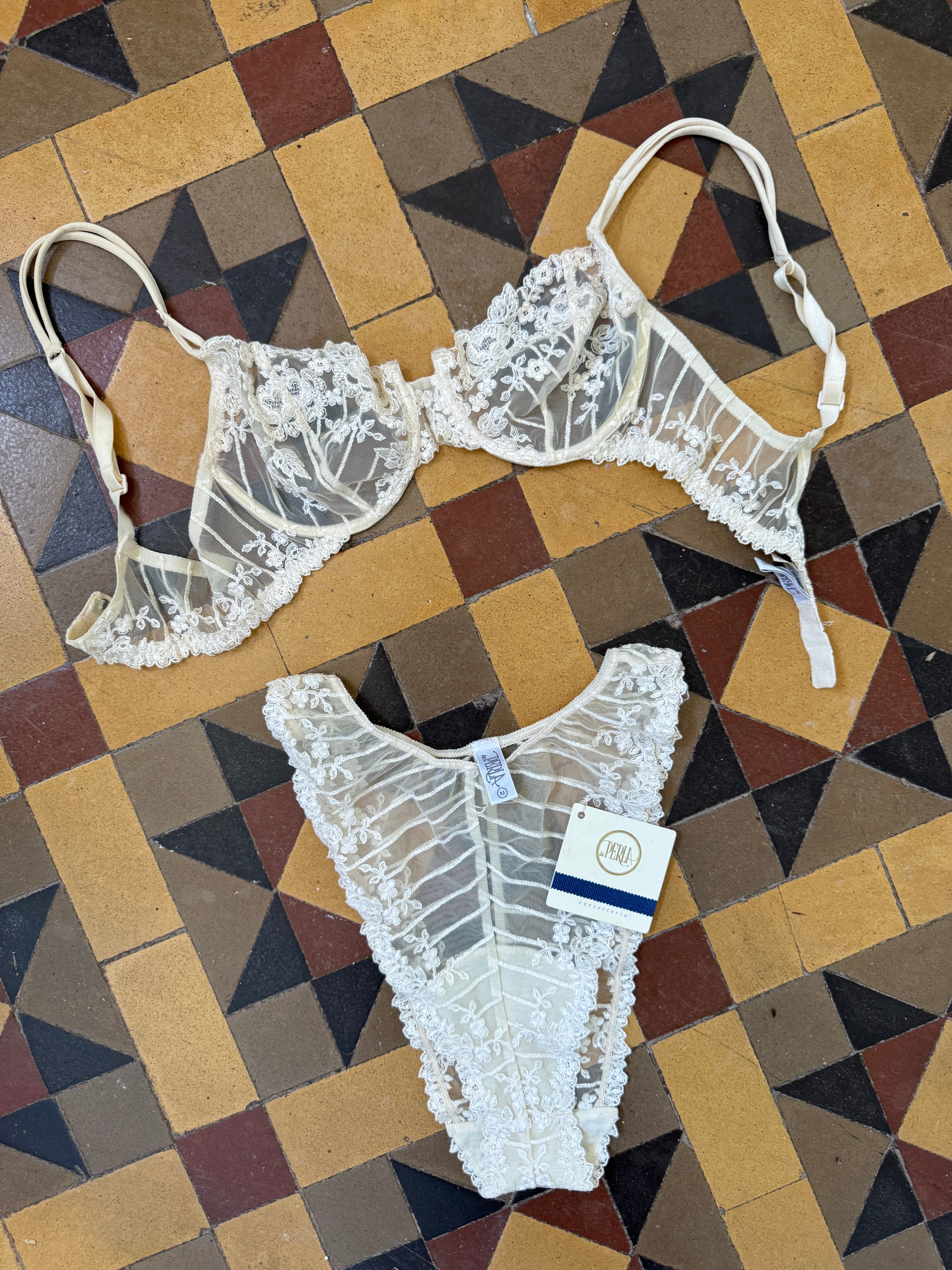 Vintage 90s La Perla Cream Lingerie Set With Original Tags