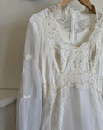 Vintage 60s Lace Wedding Dress With Pleated Ruffle Train