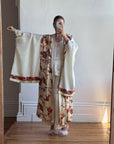 Vintage 70s Cream Oriental Floral Robe