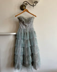 Vintage 40s Duck Egg Blue Tulle Prom Dress