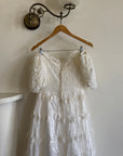 Vintage 80s Lace Off The Shoulder Tulle Wedding Gown
