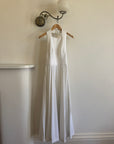 Vintage 70s Backless Pleated Halter Wedding Dress