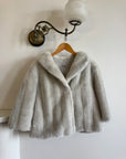 Vintage 60s Faux Fur Cropped Jacket Light Grey