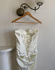 Vintage 90s Couture Satin Lace Up Fishtail Wedding Dress