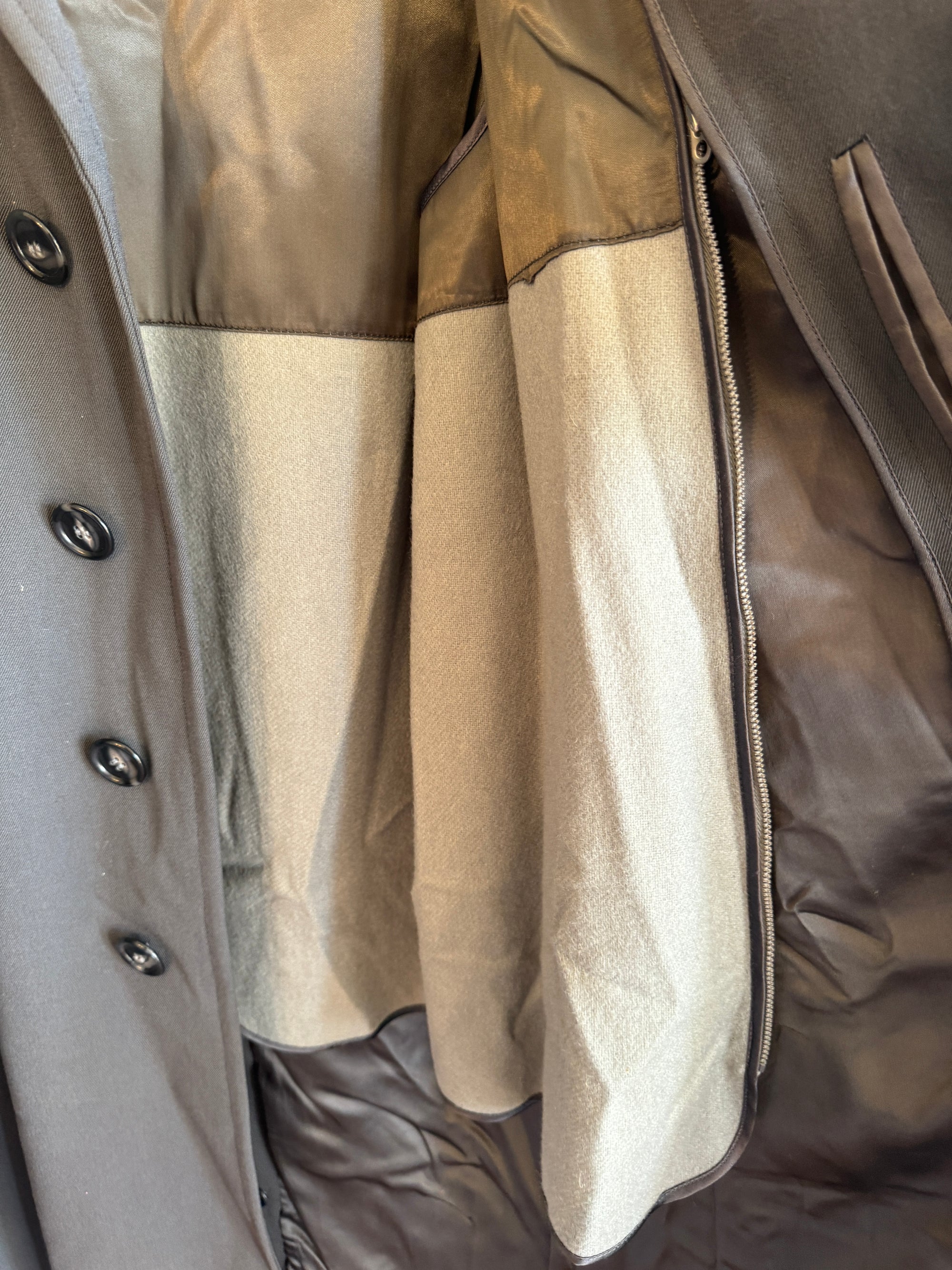 Vintage Dark Grey Wool Boxy Trench Coat