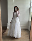 Vintage 50s Long Sleeved Princess Lace Bridal Gown