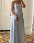 Vintage 90s Sky Blue Strappy Slip Dress with Neck Scarf