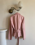 Vintage 90s Mini Trench Leather Jacket Baby Pink