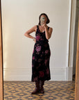 Vintage 90s Reversible Cowl Neck Floral Midi