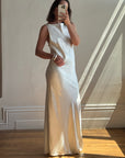 Vintage 90s Satin High Front Slip Wedding Gown