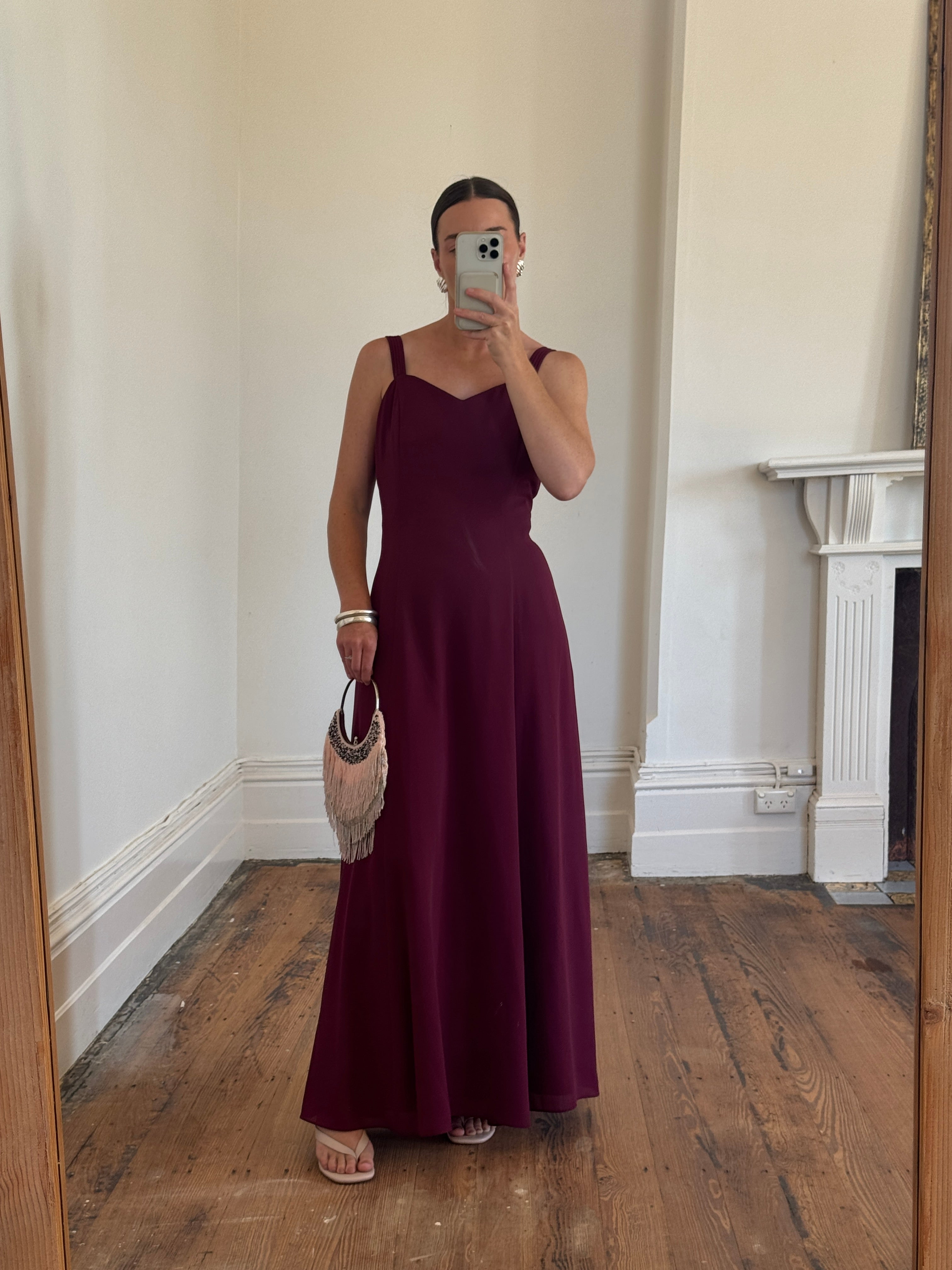 Vintage 90s Australian Made Plum Strappy Dress