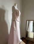 Vintage 90s Baby Pink Satin Pleated Bustier and Skirt Set