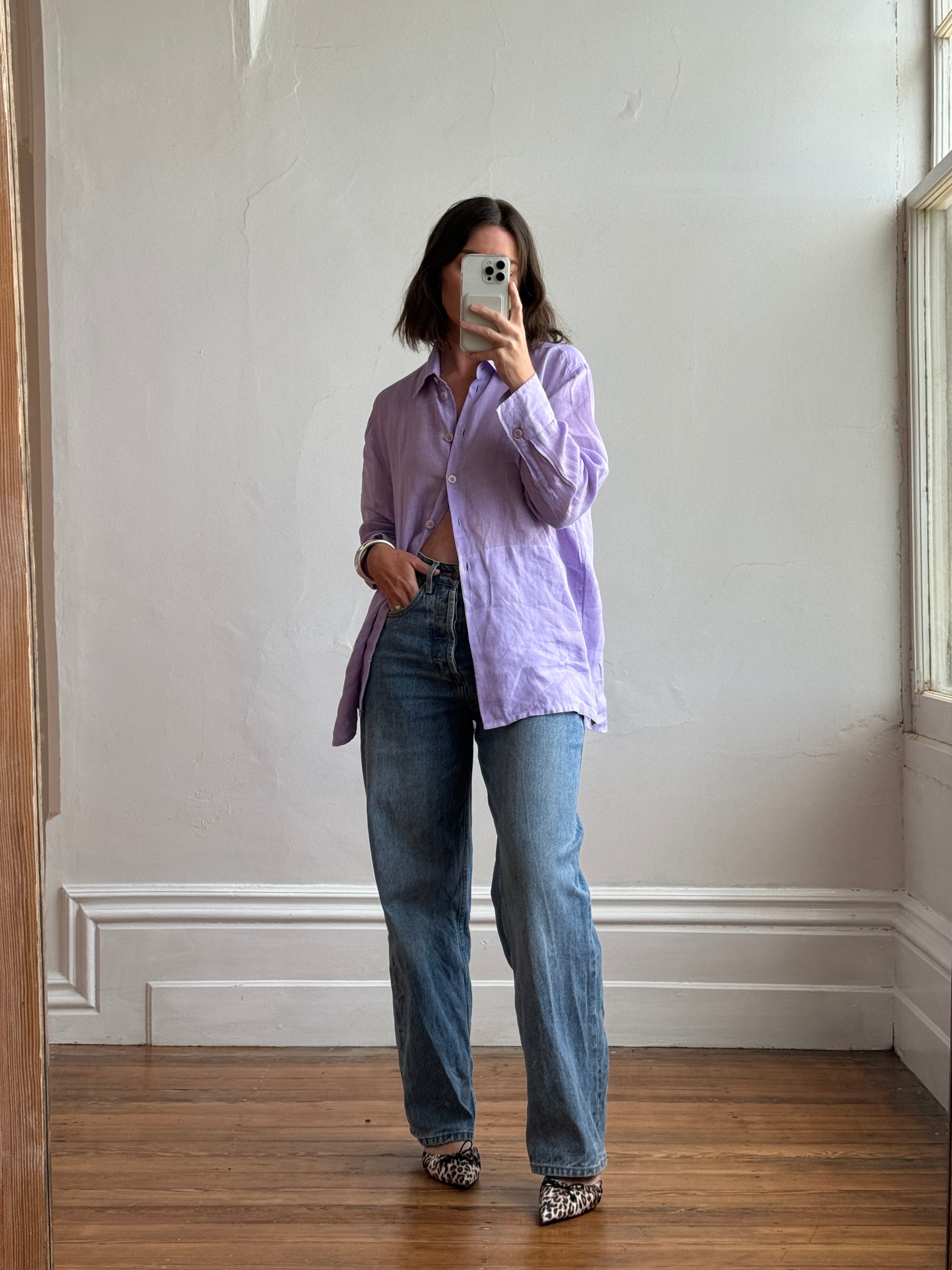 Vintage 90s Escada Pure Linen Shirt Lavender