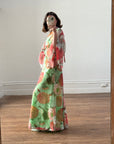 Vintage 70s Floral Belted Maxi Dress