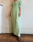 Vintage 70s Petite Floral Collared Maxi Dress