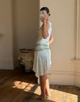 Vintage Y2K Pure Silk Drop Waist Beaded Mini Ice