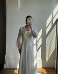 Vintage 70s Lace Poet Sleeve Wedding Dress Ivory