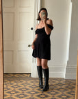 Vintage 90s Off Shoulder Mini Dress Noir