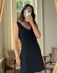 Vintage 90s Tailored A-Line Mini Dress Noir
