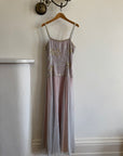 Vintage 70s Drop Waist Beaded Dress Sunrise Lilac