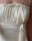 Vintage 90s Silk Chiffon Empire Wedding Gown Creme