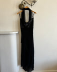 Vintage 90s Satin and Chiffon Cocktail Dress With Scarf Noir