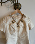 Vintage Silk and Wool Beaded Micro Mini Dress Creme