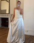 Vintage 90s Italian Bridal Fairy Tulle Embroidered Bustier and Satin Skirt