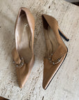 Vintage Y2K Tan Leather Buckle Stiletto Heels