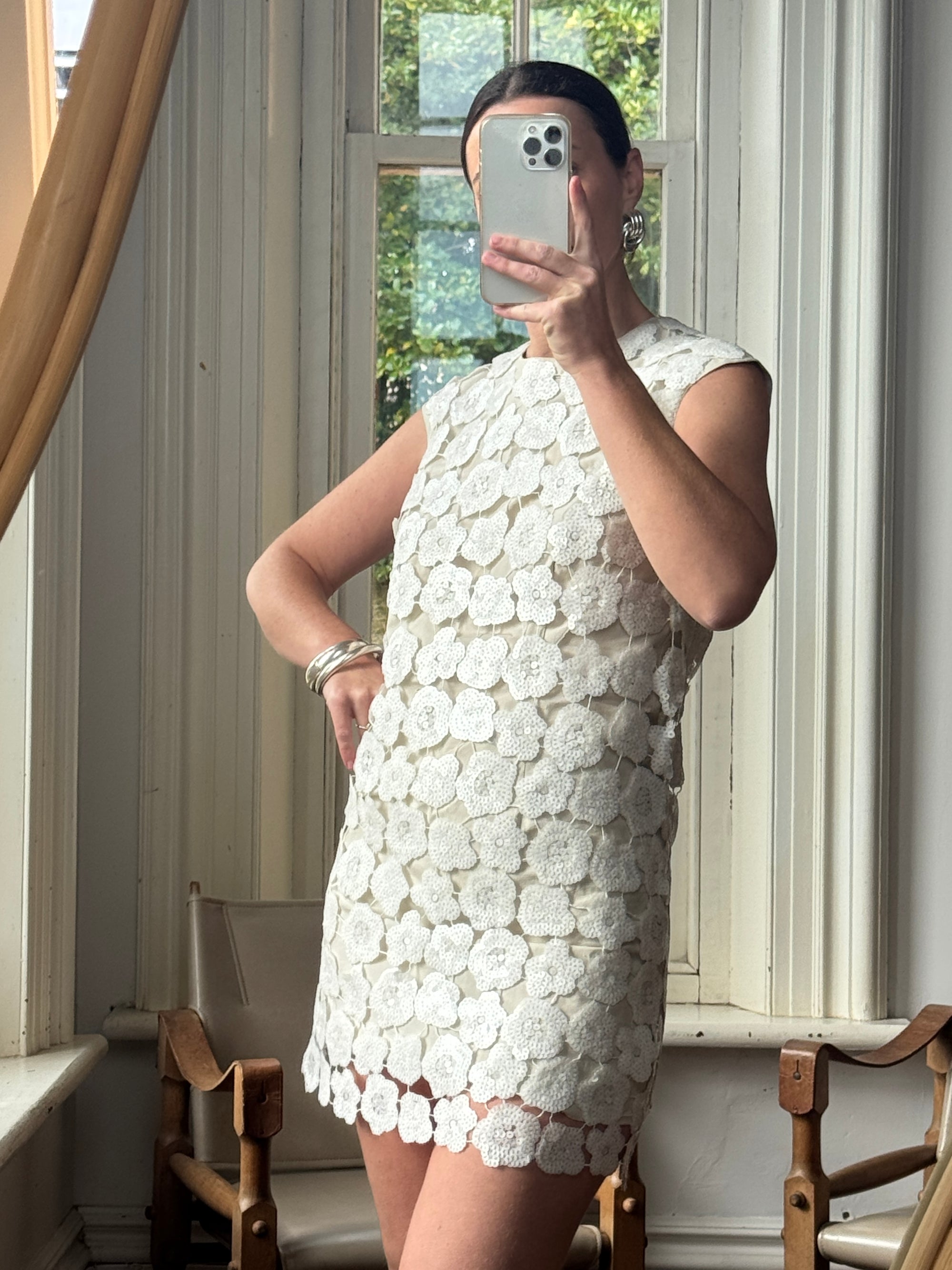 Vintage Y2K Lace Sequin Flower Mini Dress