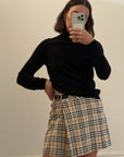 Vintage Burberry Tartan Mini Skirt With Buckle