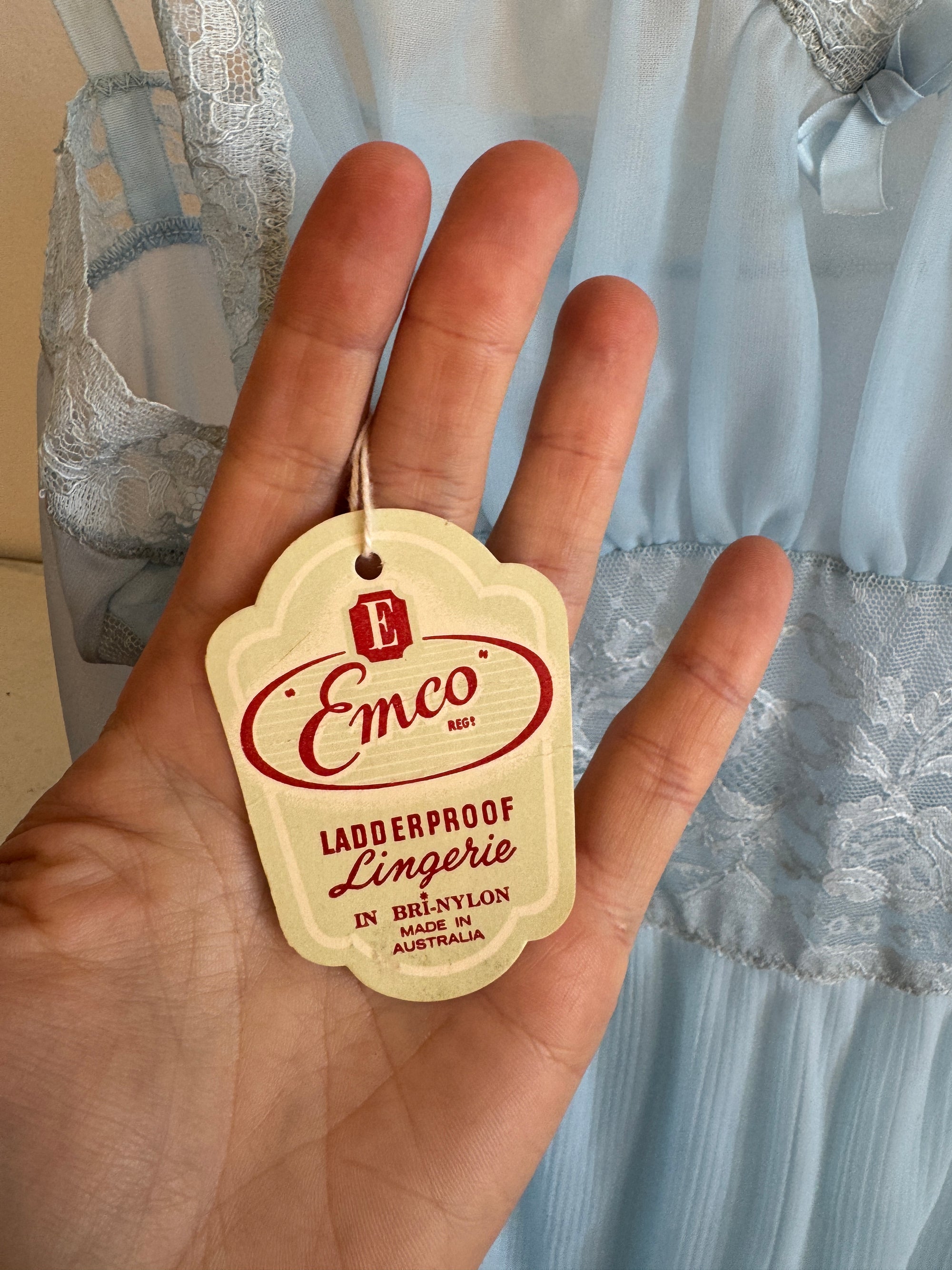 Vintage Pleated Negligee Slip Baby Blue