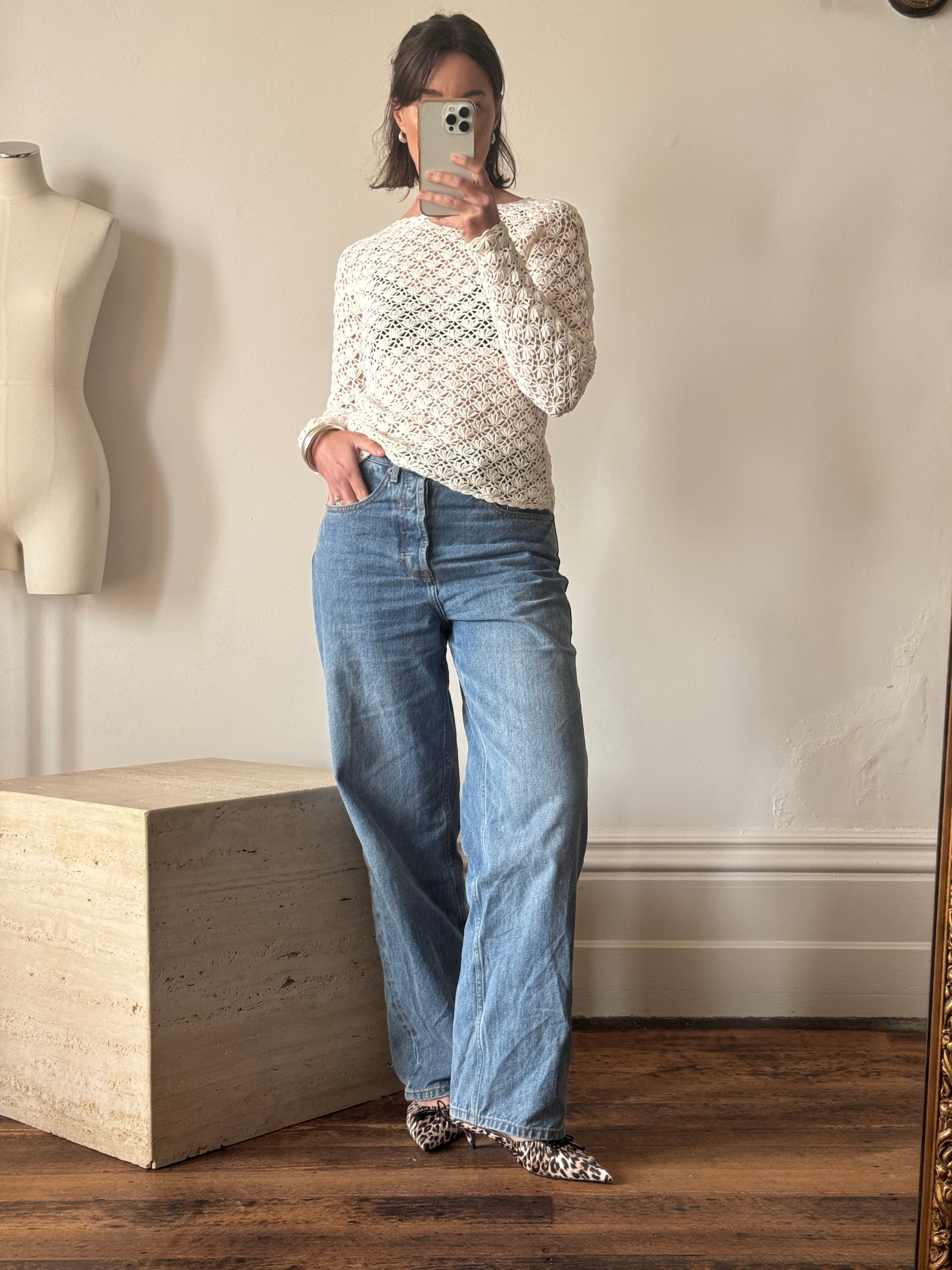 Vintage Crochet Long Sleeved Top