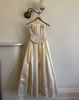 Vintage 90s Princess Brocade Champagne Wedding Gown