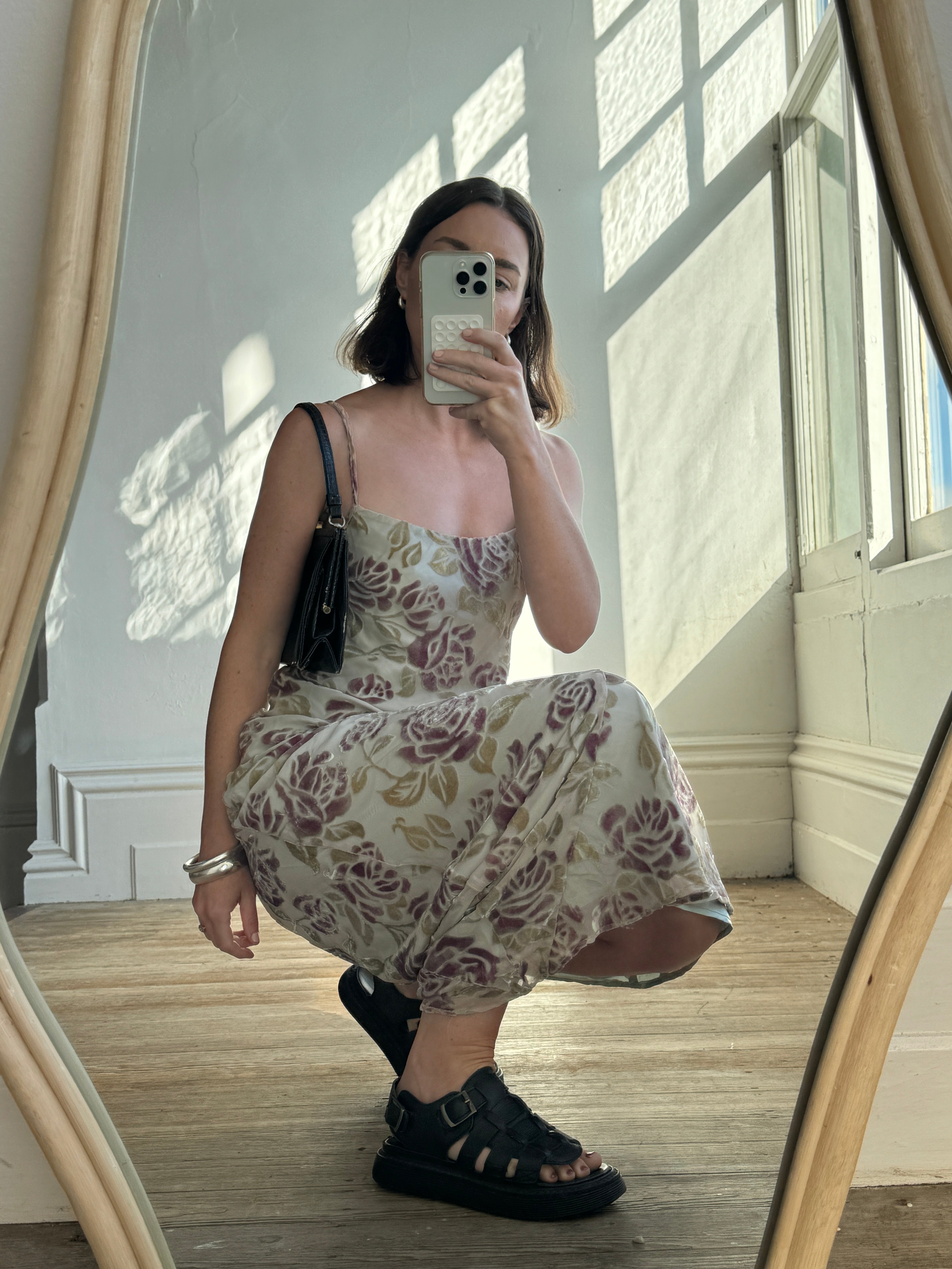 Vintage 90s Burnt Velvet Bias Cut Slip Dress Olive