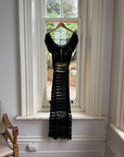 Vintage 70s Crochet Knit Cap Sleeve Midi Dress
