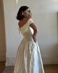 Vintage 80s Satin Tea Length Wedding Dress