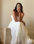 Vintage Y2K Cupcake Strapless Chiffon Wedding Gown