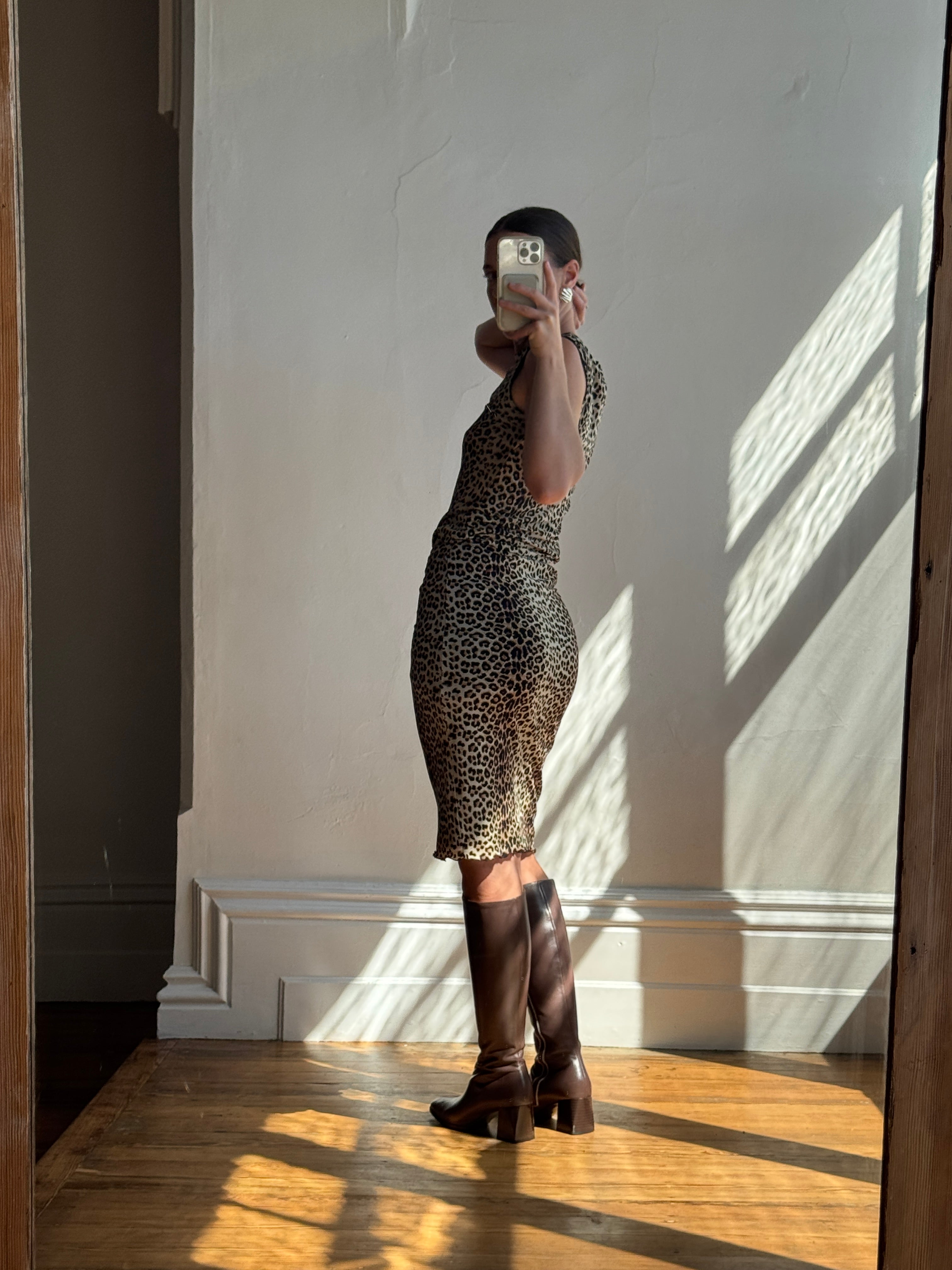Vintage 90s Leopard Print Lettuce Hem Set