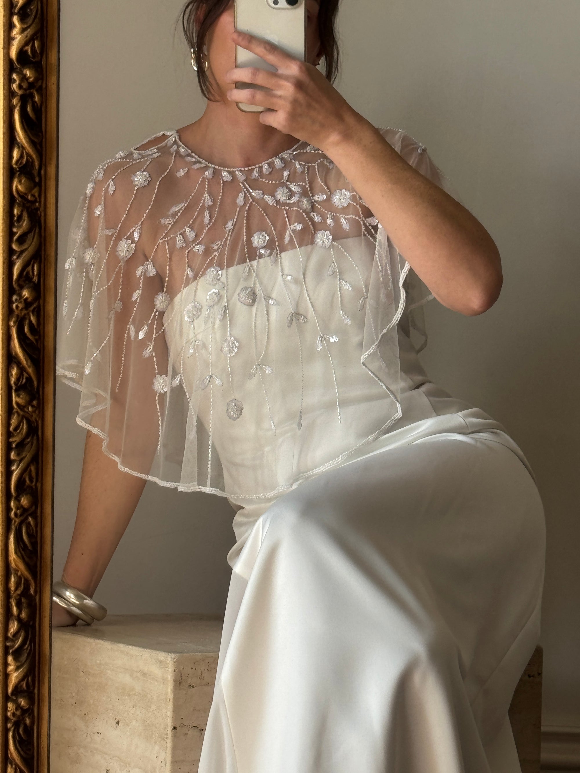 Vintage Y2K Vine Beaded Bridal Cape