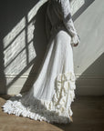 Vintage 1970s Crochet Ruffle Couture Wedding Gown