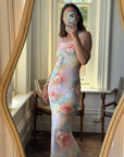 Vintage 90s Cloudy Floral Strappy Midi Dress