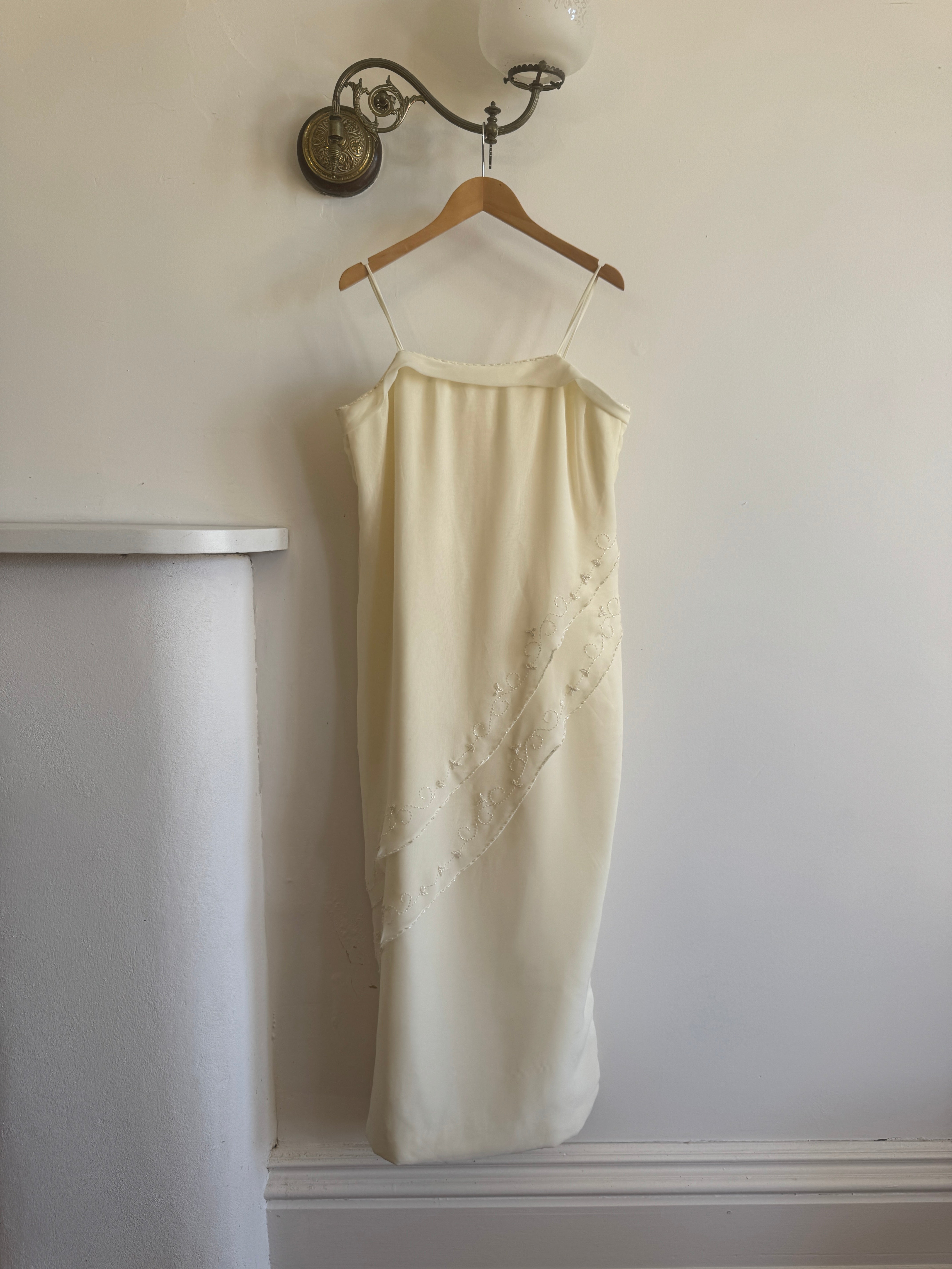 Vintage 90s Embroidered Column Wedding Dress